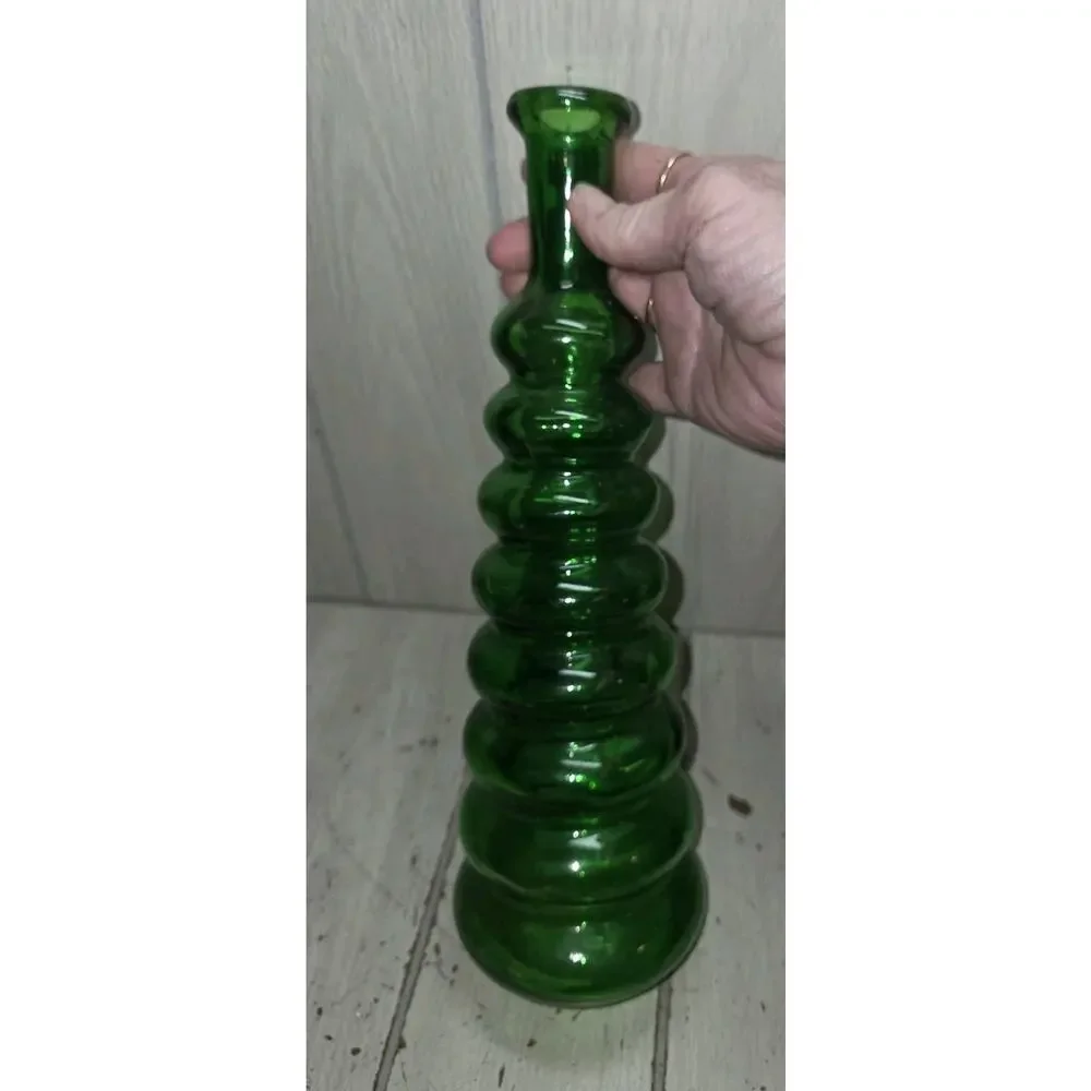 Vtg Green Bubble Glass Decorative Beehive Vase Design Bottle Collectors Piece 12